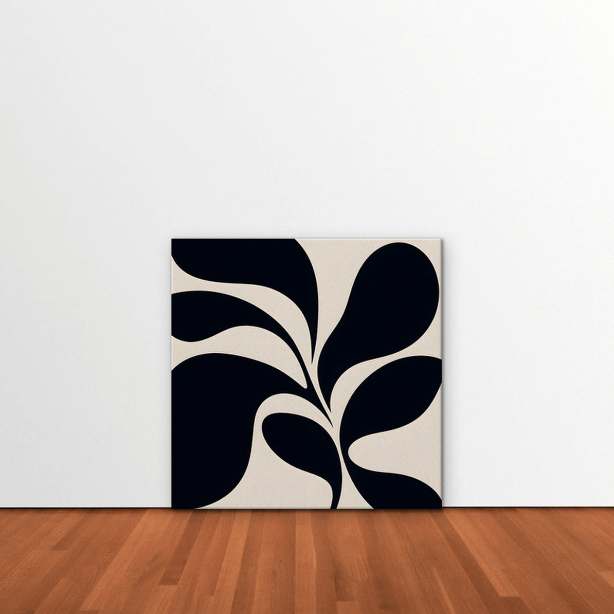 Black Leaf Silhouette Canvas Art - Square – Stretched Canvas Only in room setting