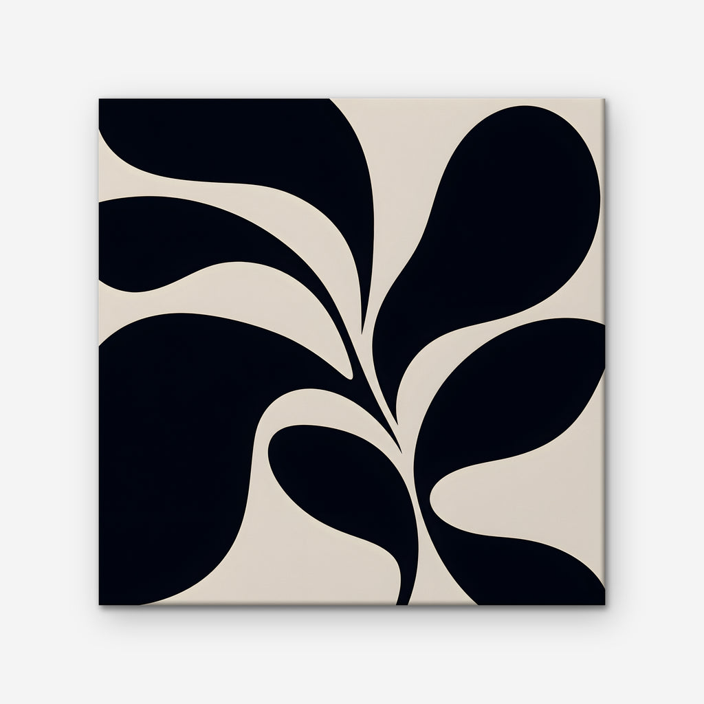 Black Leaf Silhouette Canvas Art - Square – Stretched Canvas Only on white background