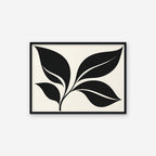 Black Leaf Sprig Canvas Art - Horizontal – Black Floating Frame on white background