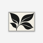 Black Leaf Sprig Canvas Art - Horizontal – White Floating Frame on white background