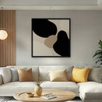 Black Organic Shapes Canvas Art - Square – Black Floating Frame in room setting