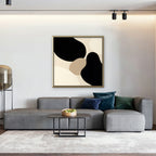 Black Organic Shapes Canvas Art - Square – Gold Floating Frame in room setting