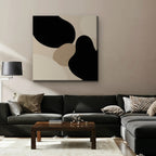 Black Organic Shapes Canvas Art - Square – Stretched Canvas Only in room setting