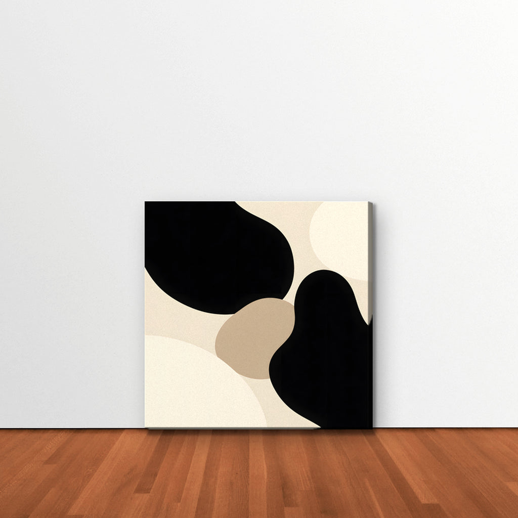 Black Organic Shapes Canvas Art - Square – Stretched Canvas Only in room setting