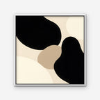 Black Organic Shapes Canvas Art - Square – White Floating Frame on white background