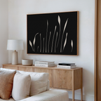 Whispers in Bloom – black botanical canvas wall art print by Aspire Prints