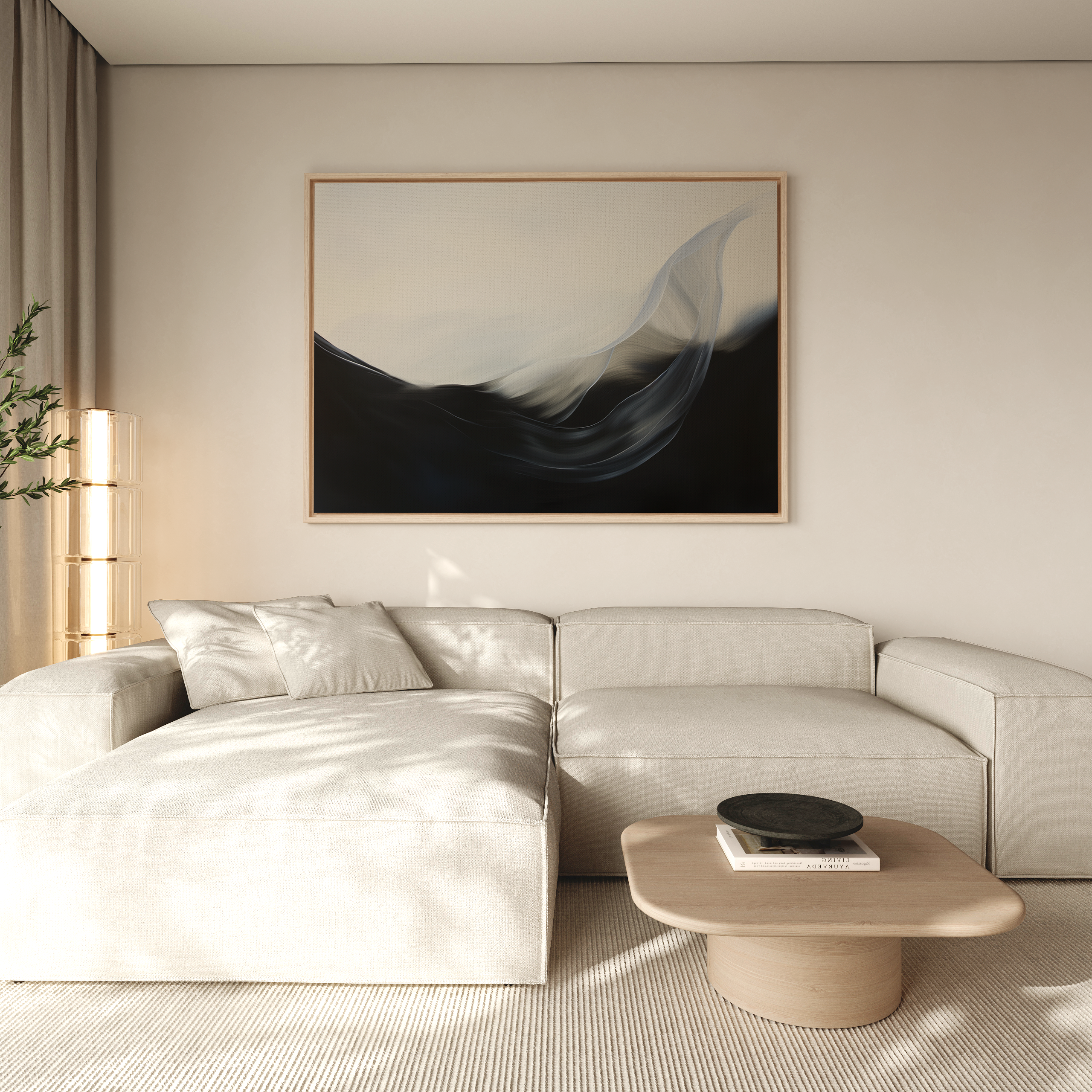 Tides of Whisper – black and white abstract canvas wall art print by Aspire Prints