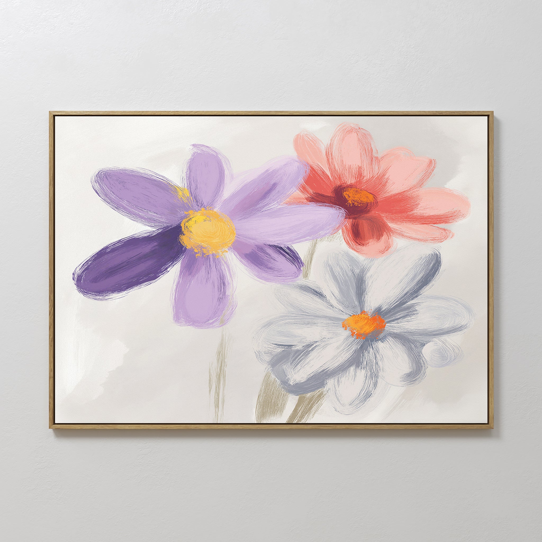 Petals in Three Movements – multicolour botanical canvas wall art print by Aspire Prints
