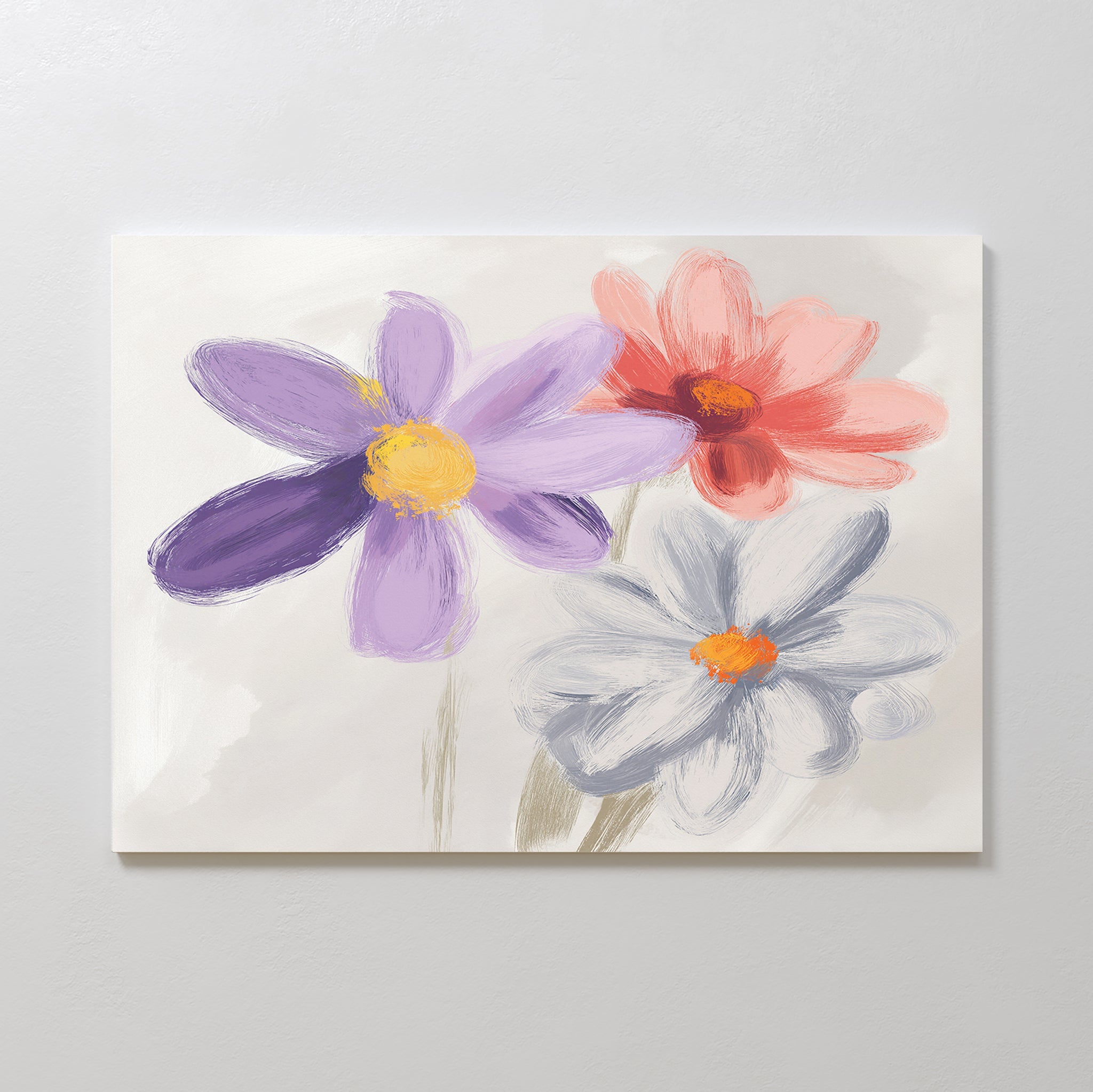 Petals in Three Movements – multicolour botanical canvas wall art print by Aspire Prints