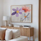 Petals in Three Movements – multicolour botanical canvas wall art print by Aspire Prints