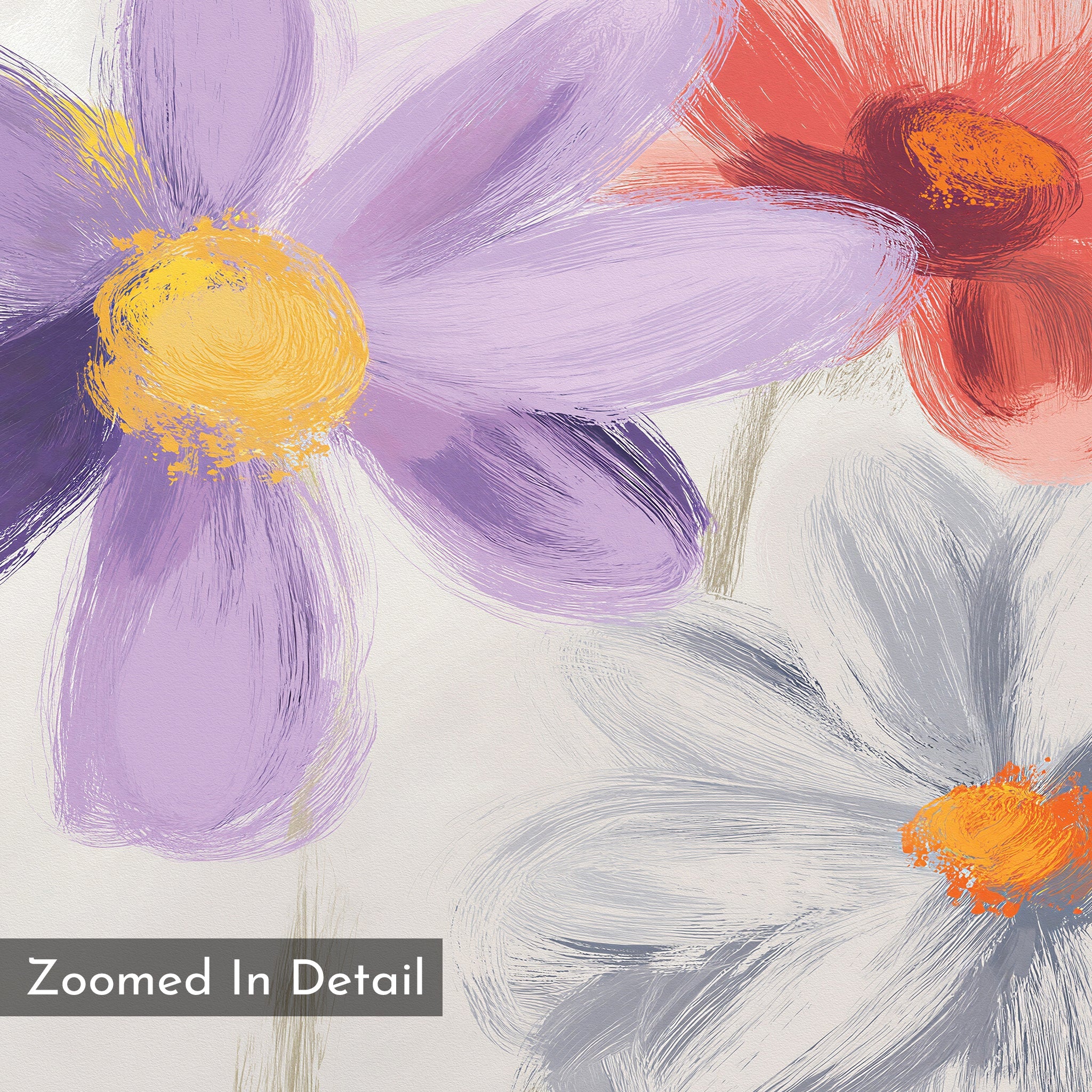 Petals in Three Movements – multicolour botanical canvas wall art print by Aspire Prints