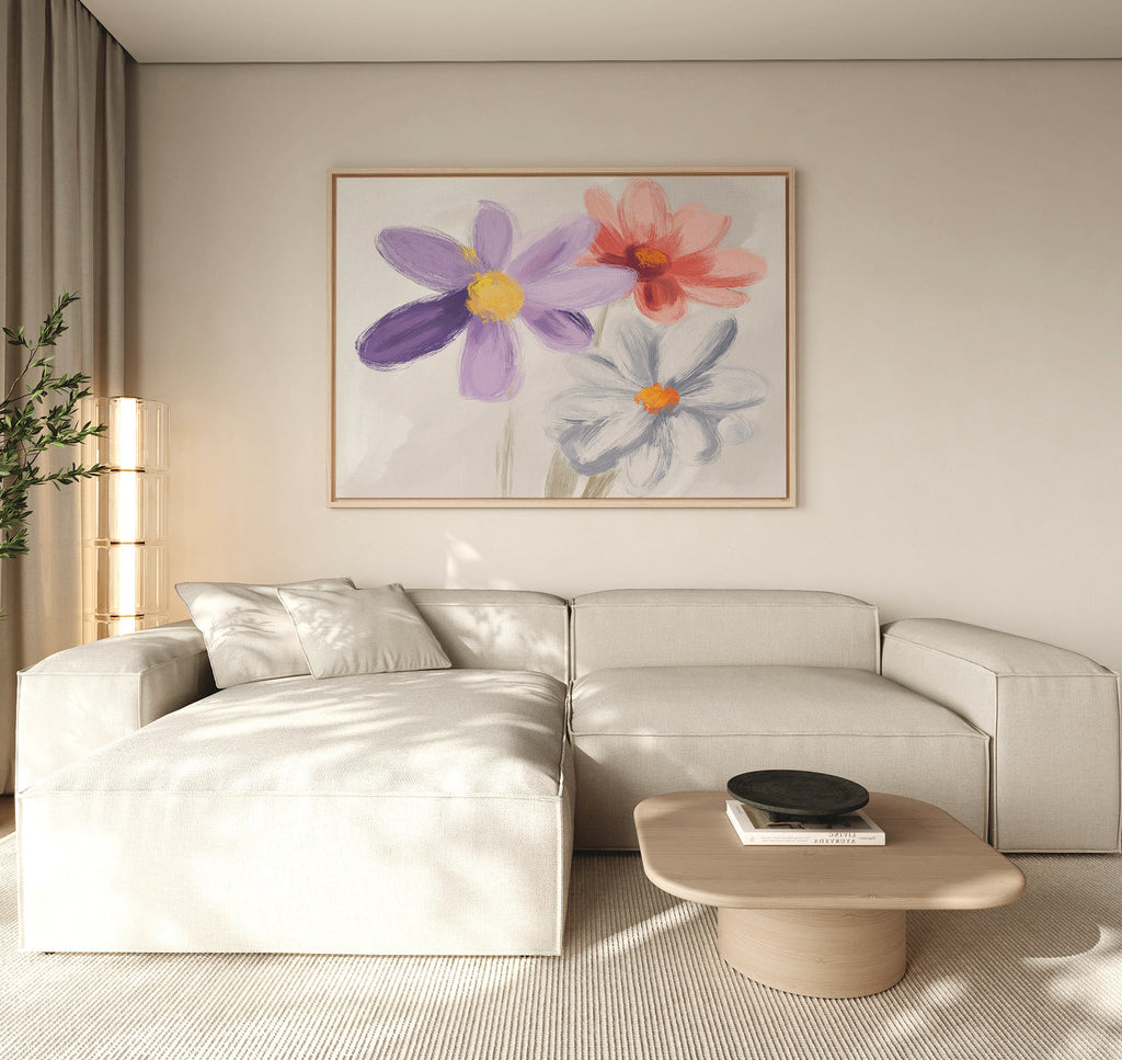 Petals in Three Movements – multicolour botanical canvas wall art print by Aspire Prints