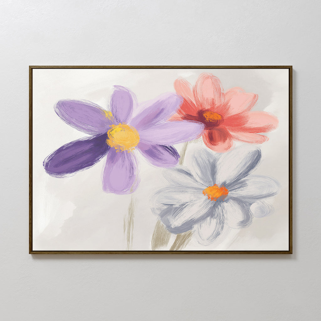 Petals in Three Movements – multicolour botanical canvas wall art print by Aspire Prints