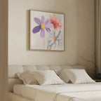 Three Petals in Quiet Conversation – multicolour botanical canvas wall art print by Aspire Prints