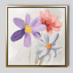Three Petals in Quiet Conversation – multicolour botanical canvas wall art print by Aspire Prints
