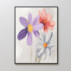 Petals in Quiet Conversation – multicolour botanical canvas wall art print by Aspire Prints