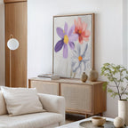 Petals in Quiet Conversation – multicolour botanical canvas wall art print by Aspire Prints