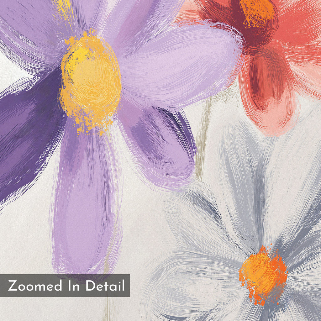 Petals in Quiet Conversation – multicolour botanical canvas wall art print by Aspire Prints