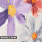Petals in Quiet Conversation – multicolour botanical canvas wall art print by Aspire Prints