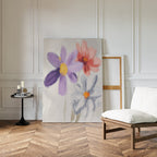 Petals in Quiet Conversation – multicolour botanical canvas wall art print by Aspire Prints