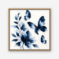 Blue Butterflies Canvas Art - Square – Oak Floating Frame on white background