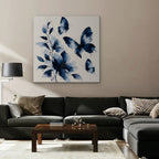 Blue Butterflies Canvas Art - Square – Stretched Canvas Only in room setting