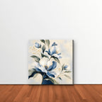Blue Magnolia Bouquet Canvas Art - Square – Stretched Canvas Only in room setting