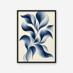 Blue Petal Vine Canvas Art - Vertical – Black Floating Frame on white background