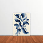 Blue Petal Vine Canvas Art - Vertical – Stretched Canvas Only in room setting