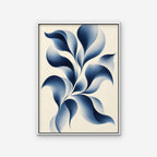 Blue Petal Vine Canvas Art - Vertical – White Floating Frame on white background