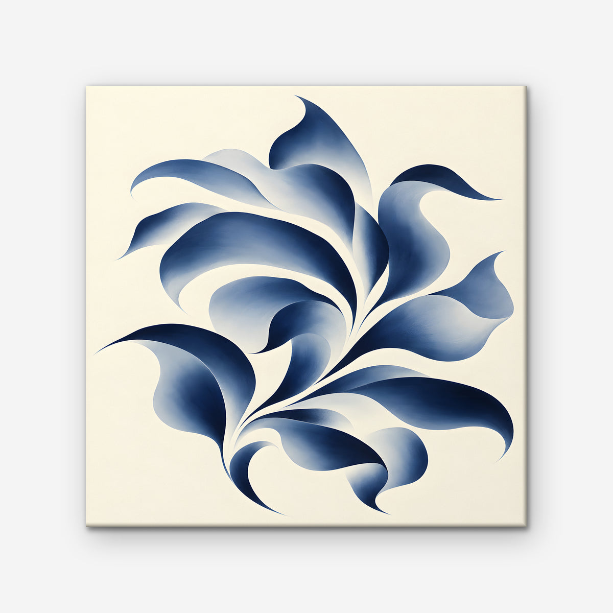 Blue Swirl Leaves Canvas Art - Square – Stretched Canvas Only on white background