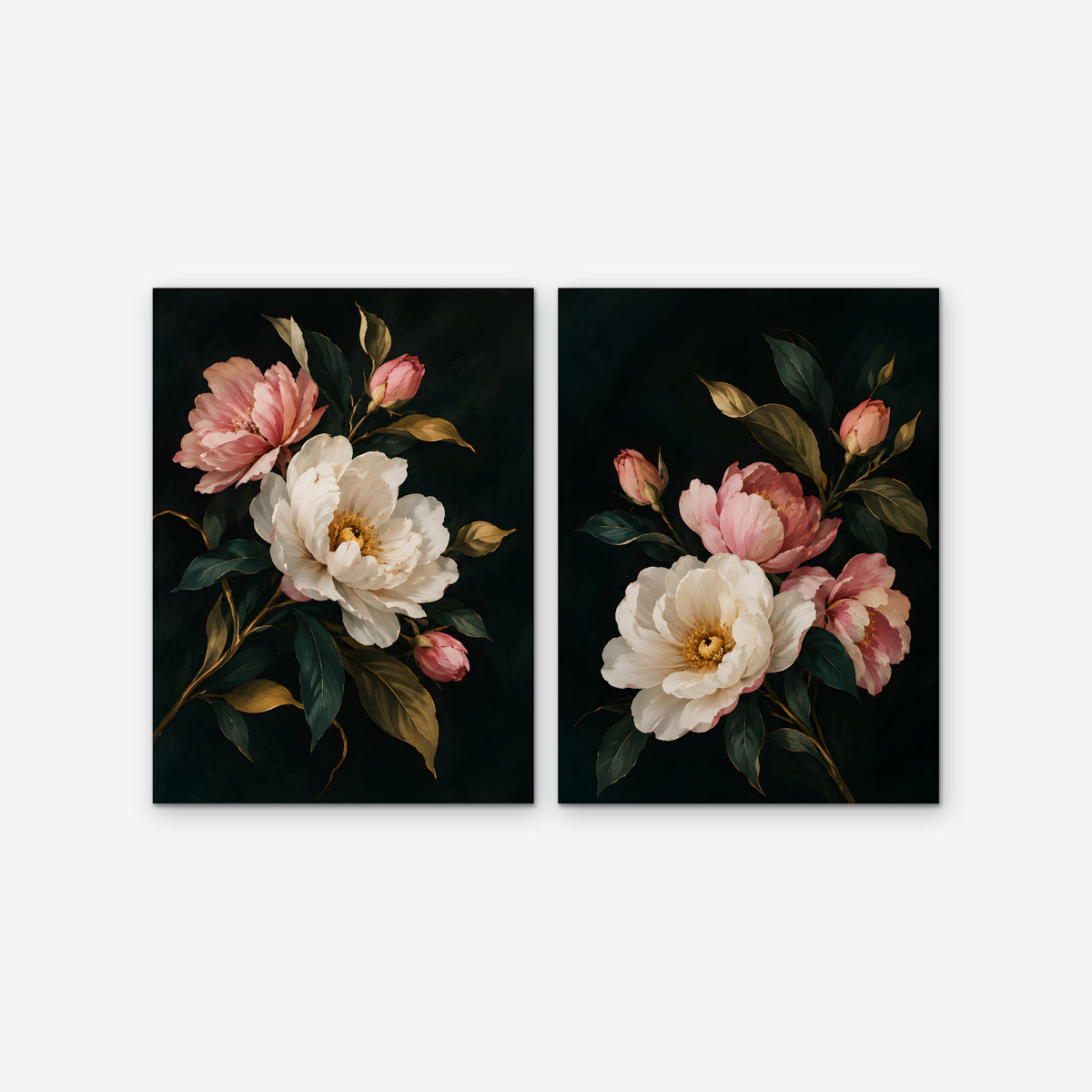 Blush Peonies Canvas Art - Set of 2 – Stretched Canvas Only on white background