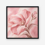 Blush Pink Bloom Canvas Art - Square – Black Floating Frame on white background