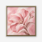 Blush Pink Bloom Canvas Art - Square – Gold Floating Frame on white background