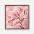 Blush Pink Bloom Canvas Art - Square – Oak Floating Frame on white background