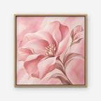 Blush Pink Bloom Canvas Art - Square – Oak Floating Frame on white background