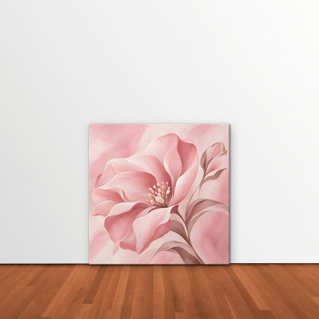 Blush Pink Bloom Canvas Art - Square – Stretched Canvas Only in room setting