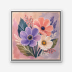 Blush Pink Bouquet Canvas Art - Square – White Floating Frame on white background