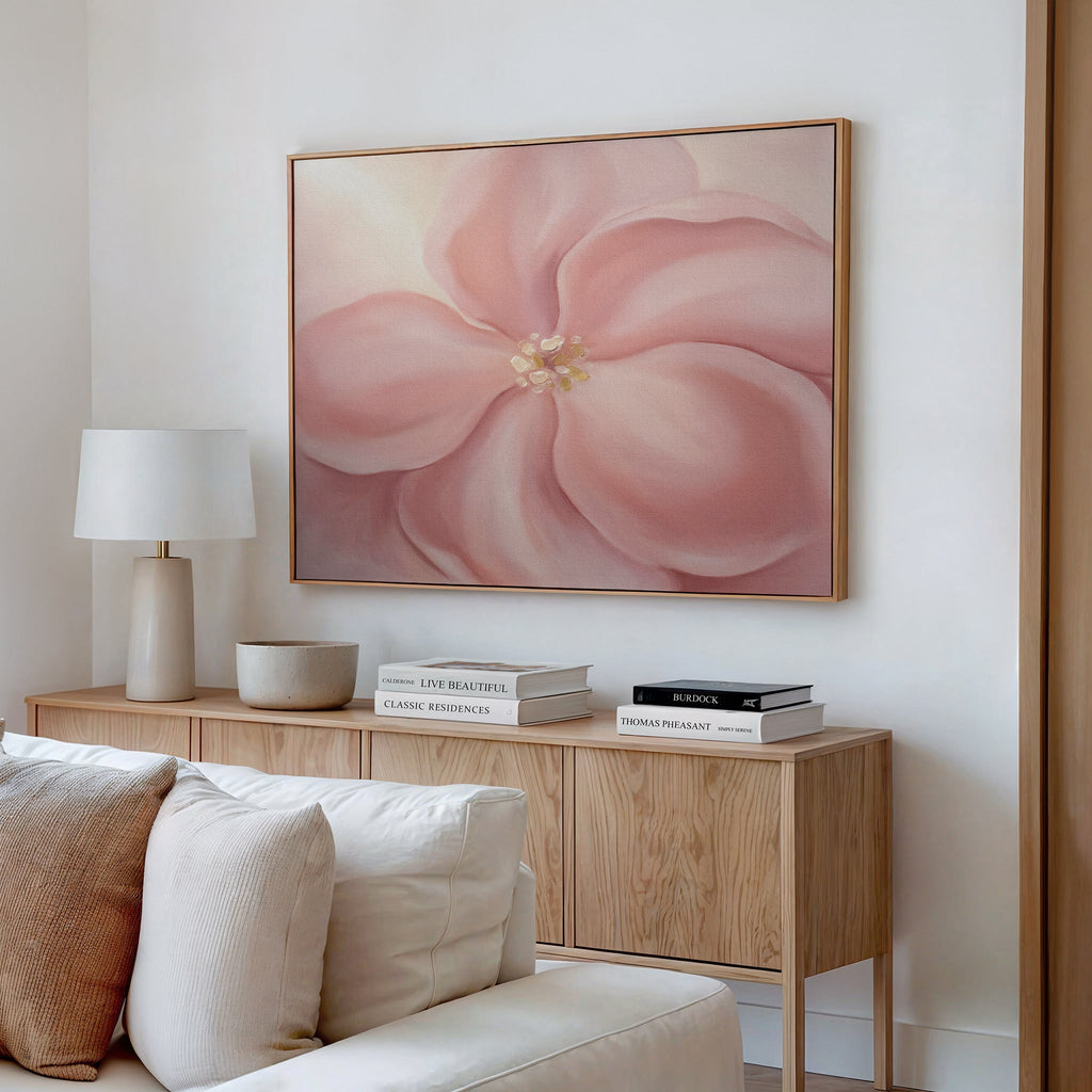 Whisper of Petals – blush pink botanical canvas wall art print by Aspire Prints