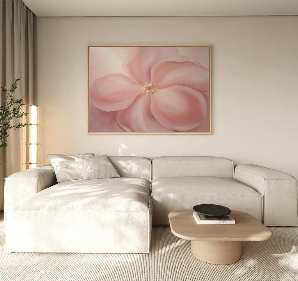Whisper of Petals – blush pink botanical canvas wall art print by Aspire Prints