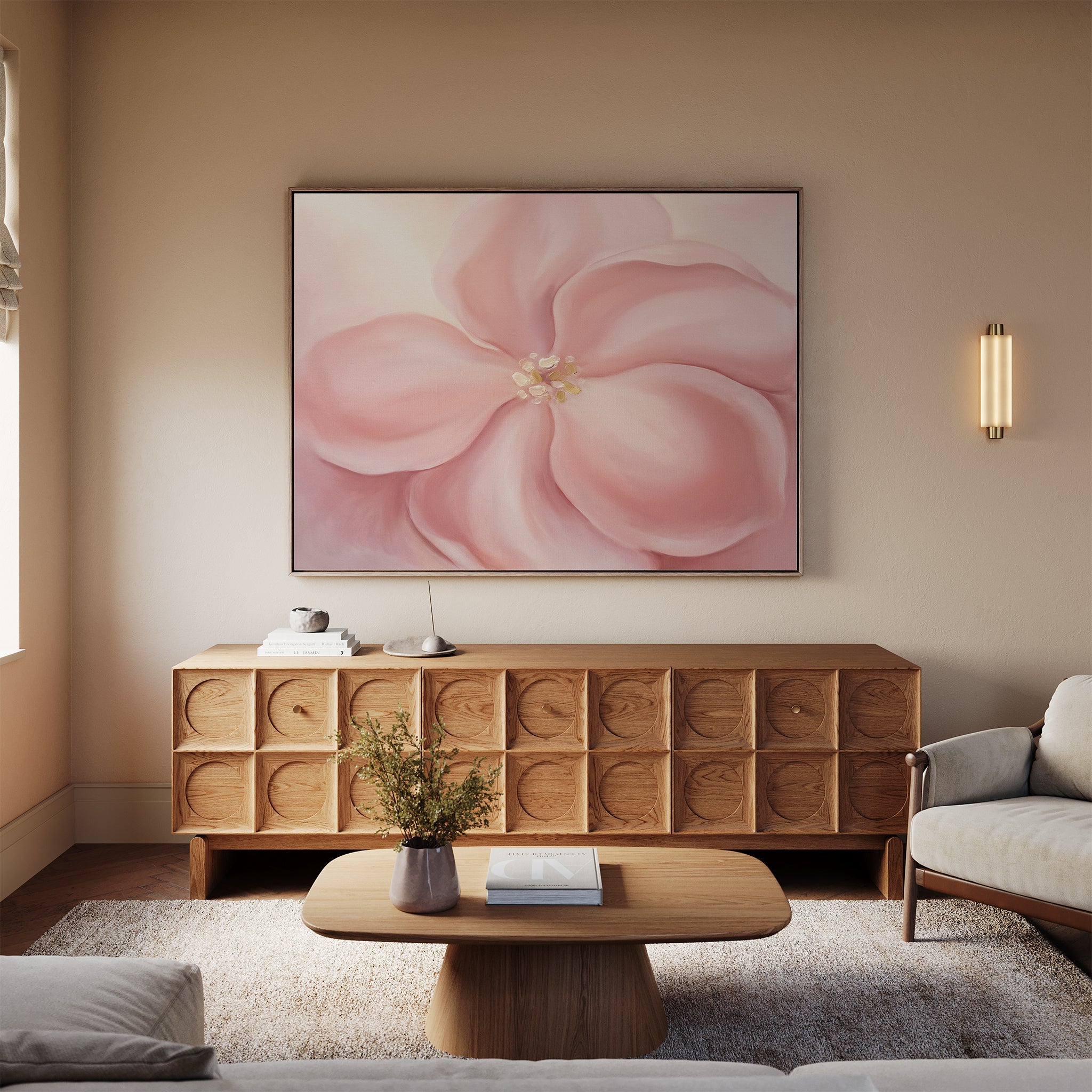Whisper of Petals – blush pink botanical canvas wall art print by Aspire Prints