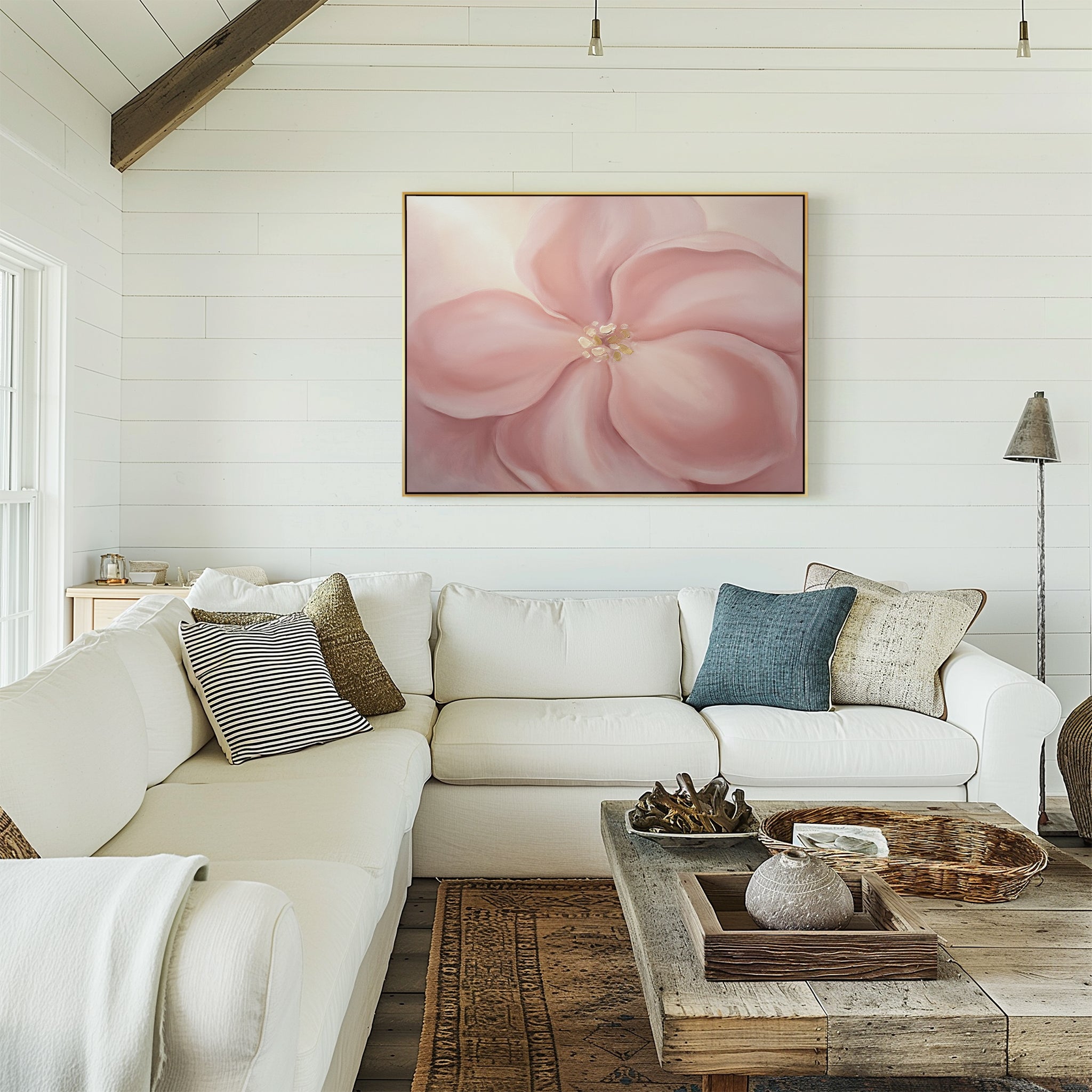 Whisper of Petals – blush pink botanical canvas wall art print by Aspire Prints