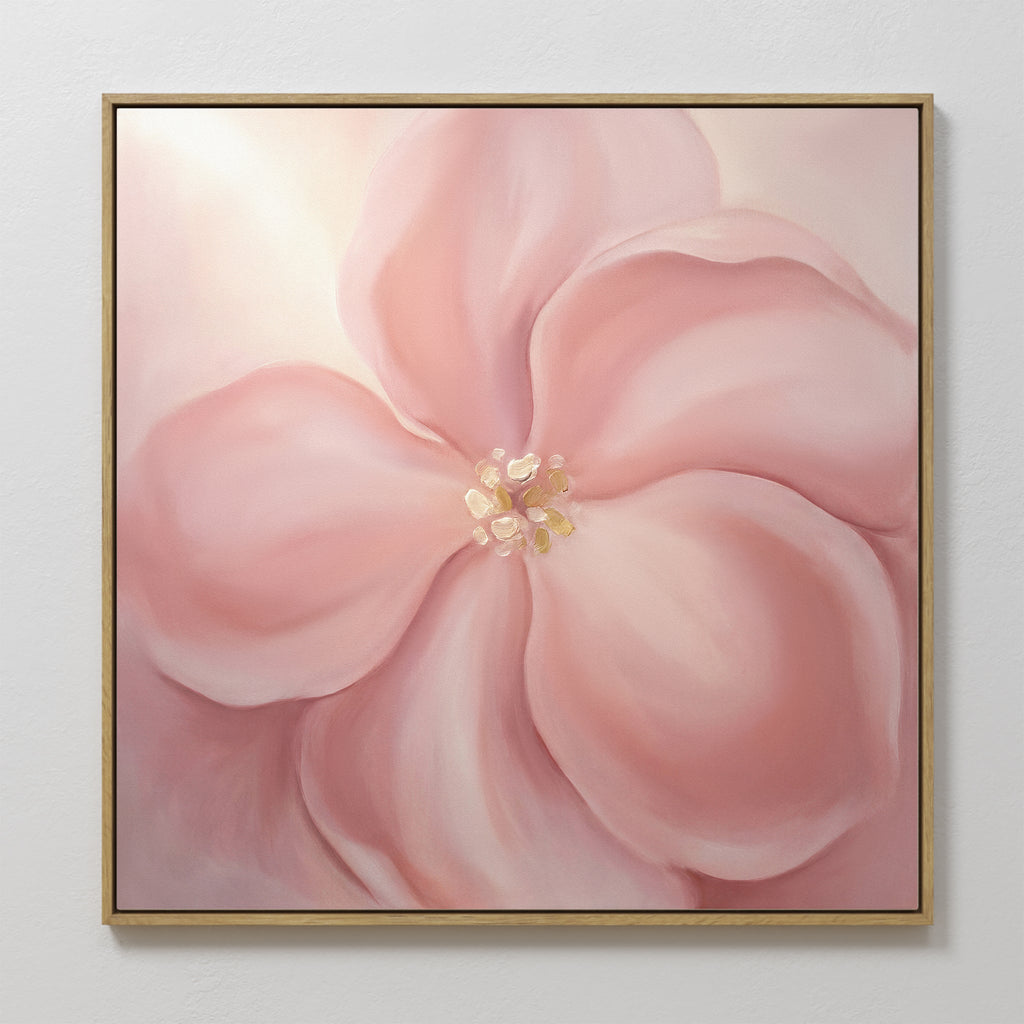 Petal Hush in Bloom – blush pink botanical canvas wall art print by Aspire Prints