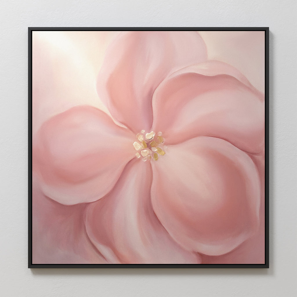 Petal Hush in Bloom – blush pink botanical canvas wall art print by Aspire Prints