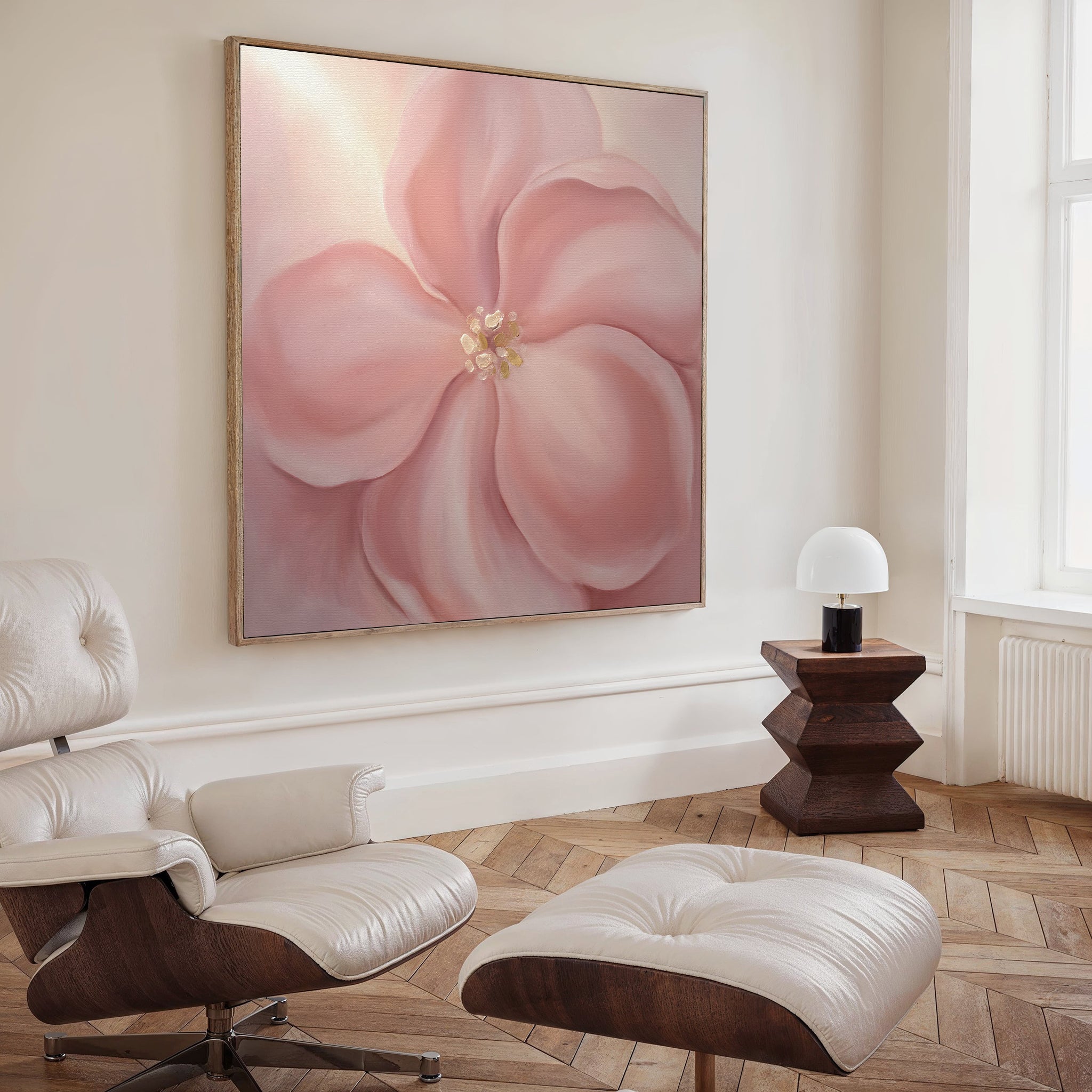 Petal Hush in Bloom – blush pink botanical canvas wall art print by Aspire Prints