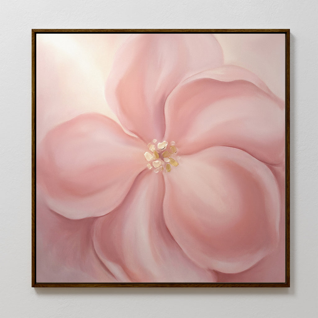 Petal Hush in Bloom – blush pink botanical canvas wall art print by Aspire Prints