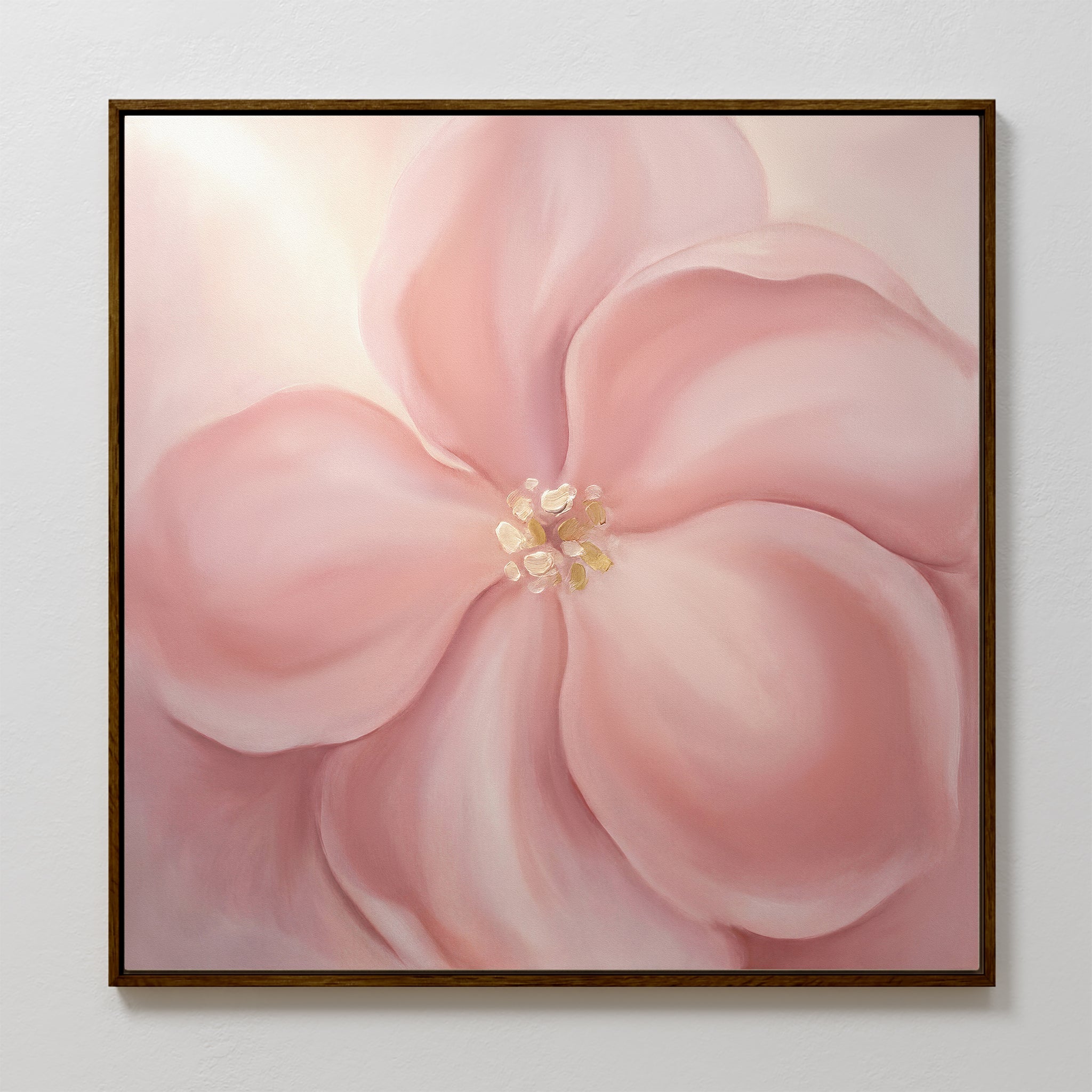 Petal Hush in Bloom – blush pink botanical canvas wall art print by Aspire Prints