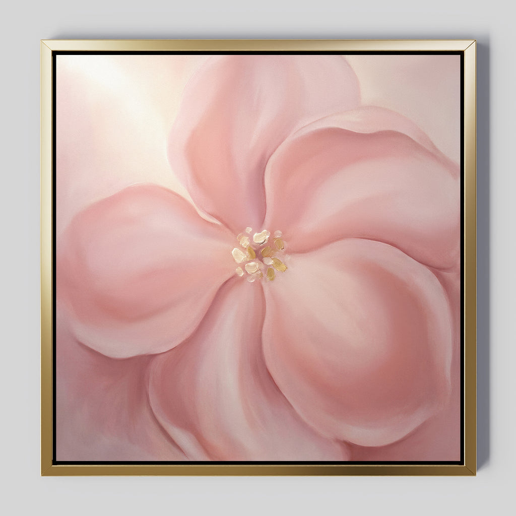 Petal Hush in Bloom – blush pink botanical canvas wall art print by Aspire Prints