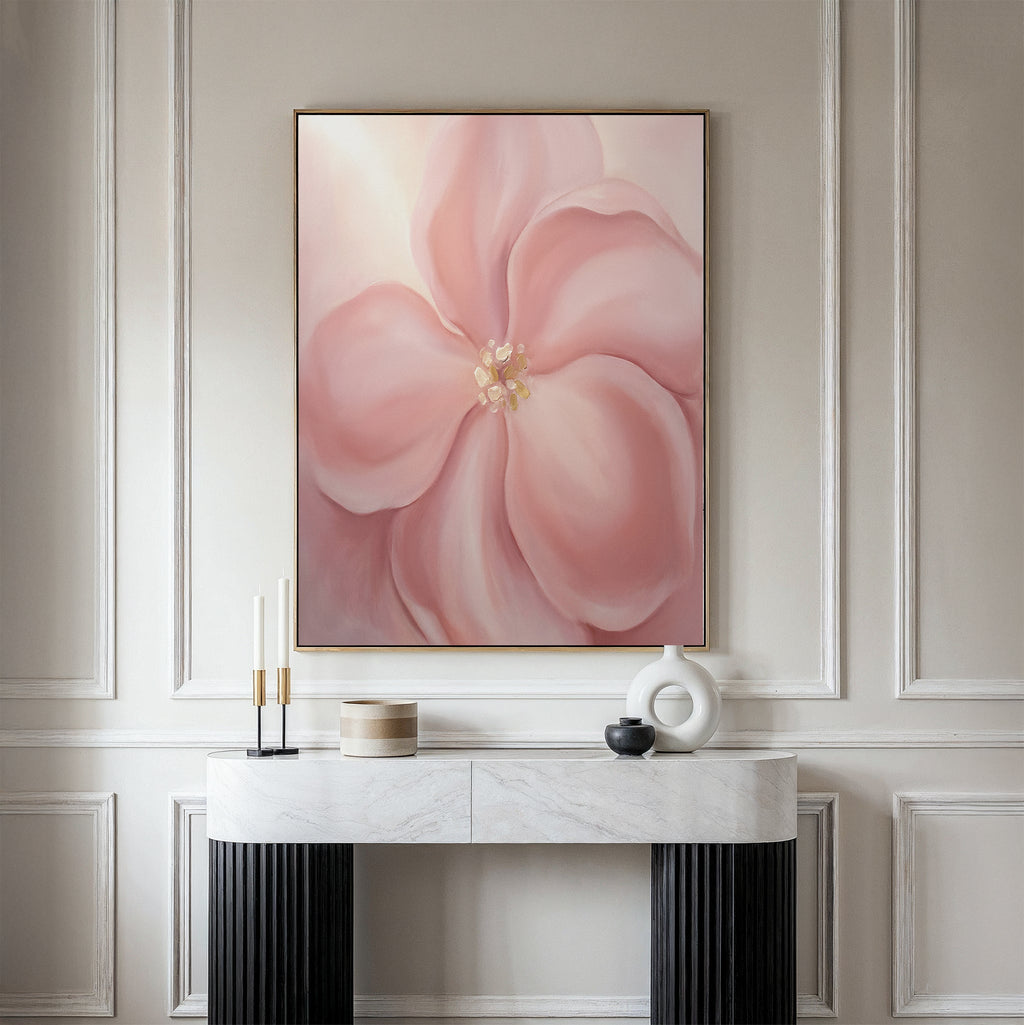 Whisper of Petals – blush pink botanical canvas wall art print by Aspire Prints