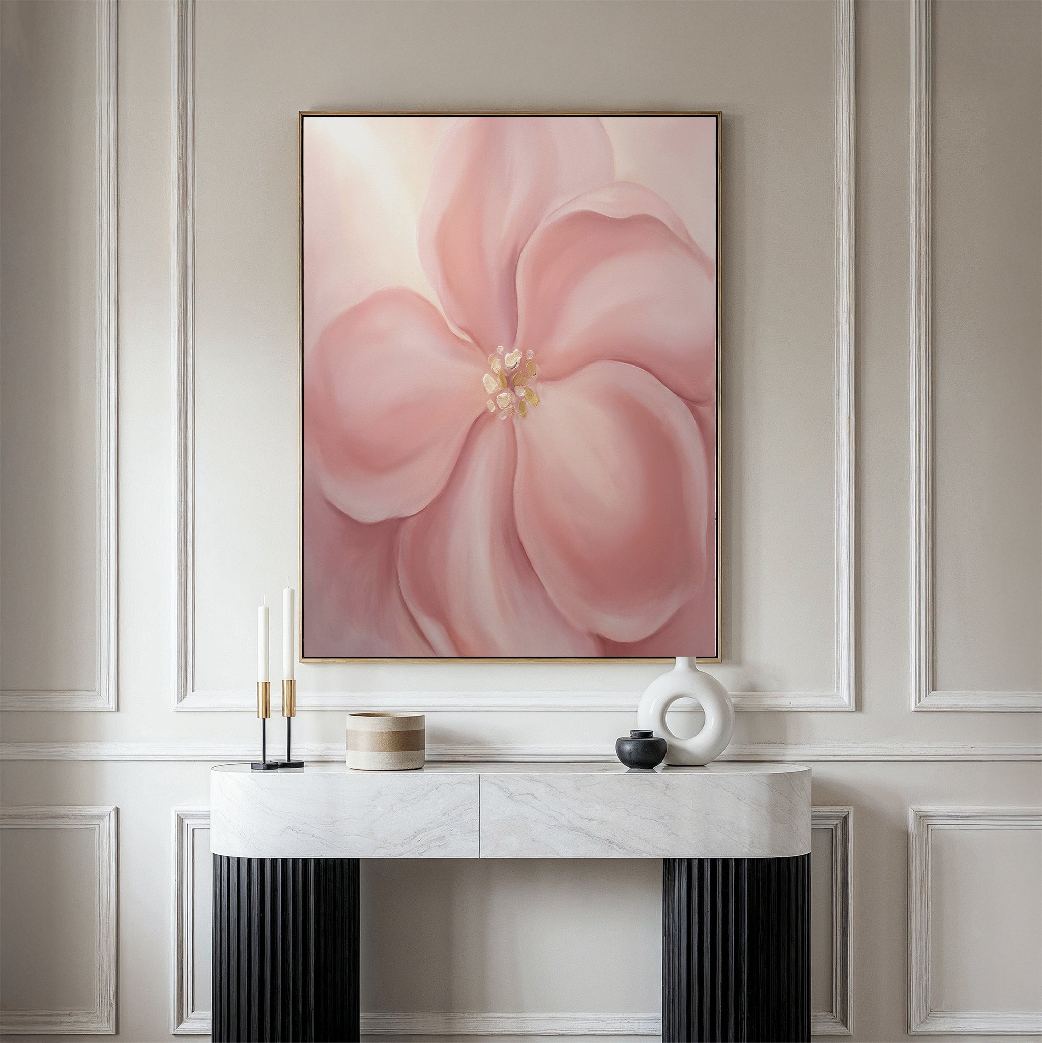 Whisper of Petals – blush pink botanical canvas wall art print by Aspire Prints
